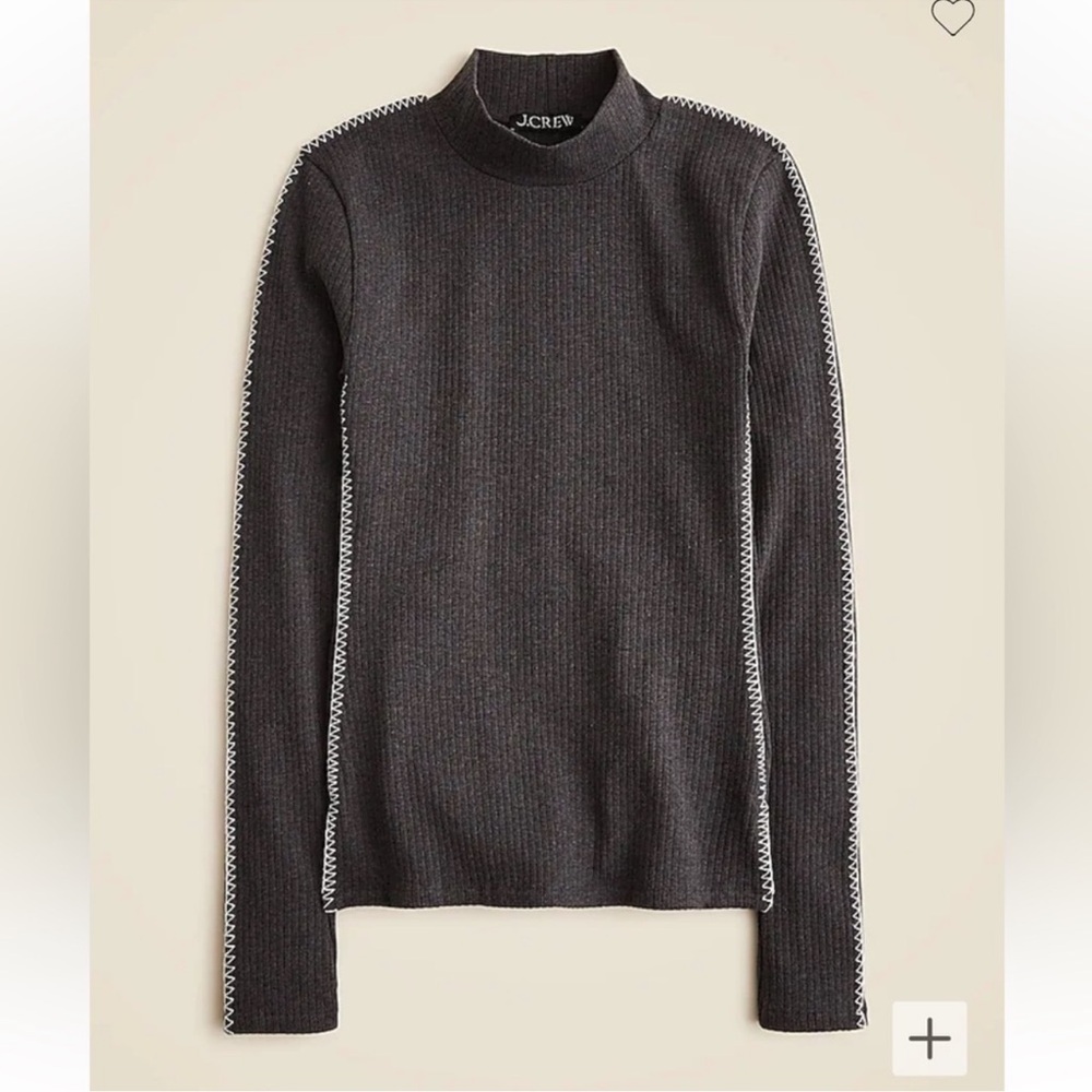 NWT J.Crew Premium Rib Turtleneck Long Sleeve Top Whipstitch Trim - Stitch loose